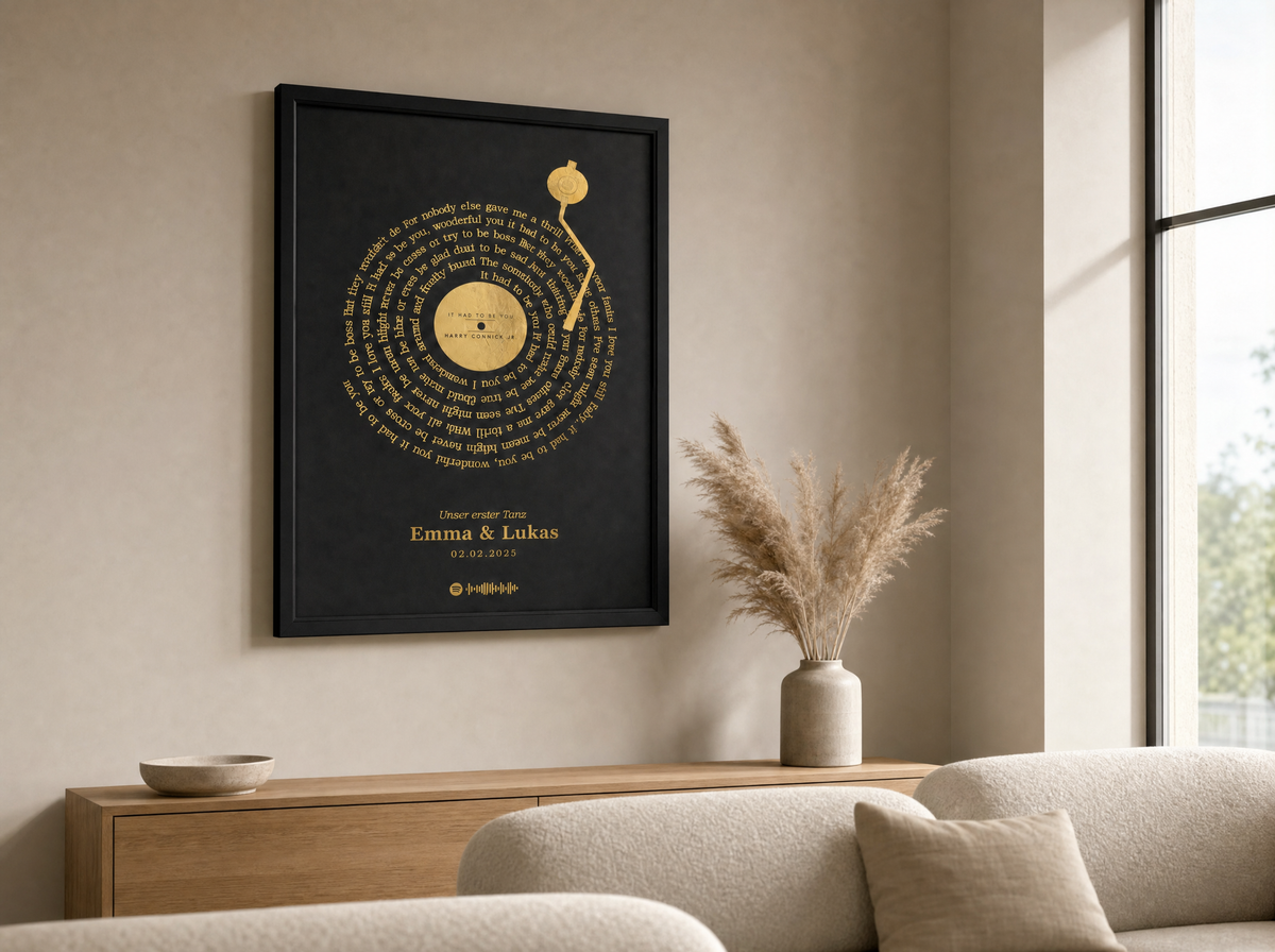 Personalisiertes Songtext-Poster – Gold- & Silberfolie | Metallische Vinyl-Kunst