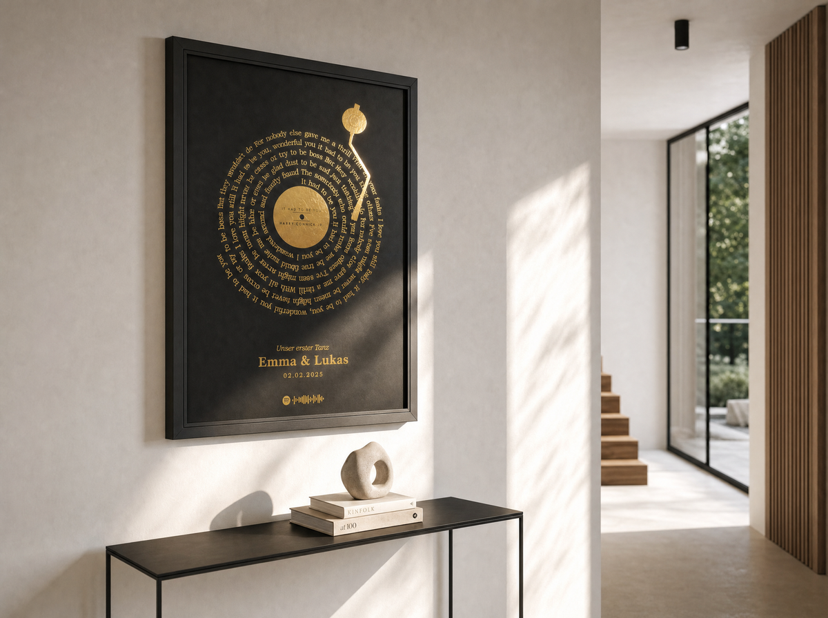 Personalisiertes Songtext-Poster – Gold- & Silberfolie | Metallische Vinyl-Kunst