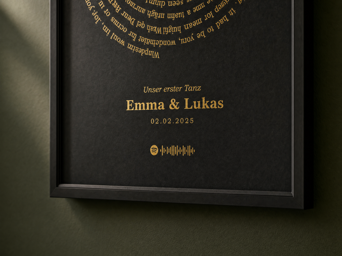 Personalisiertes Songtext-Poster – Gold- & Silberfolie | Metallische Vinyl-Kunst