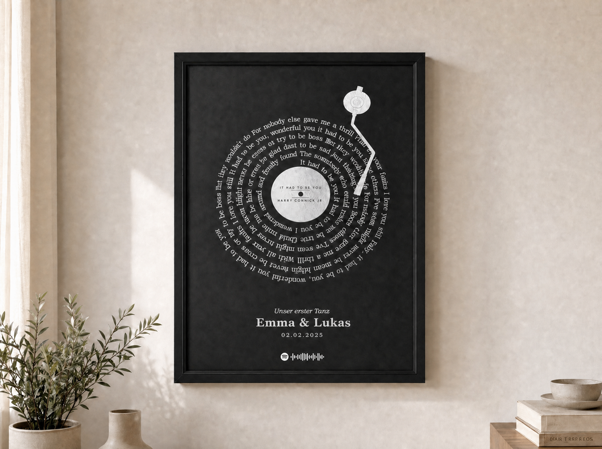 Personalisiertes Songtext-Poster – Gold- & Silberfolie | Metallische Vinyl-Kunst